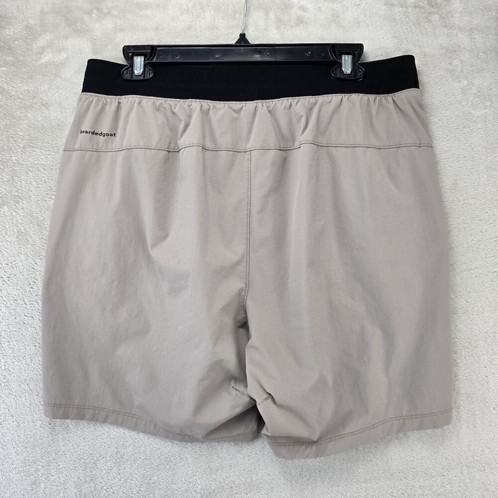 Bearded Goat Rambler Shorts Mens Large Beige Black Athletic Performance - Picture 8 of 14
